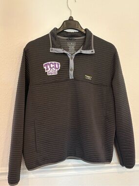 LL Bean Gray Airlight Knit Pullover TCU Horned Frogs College Football Texas XL